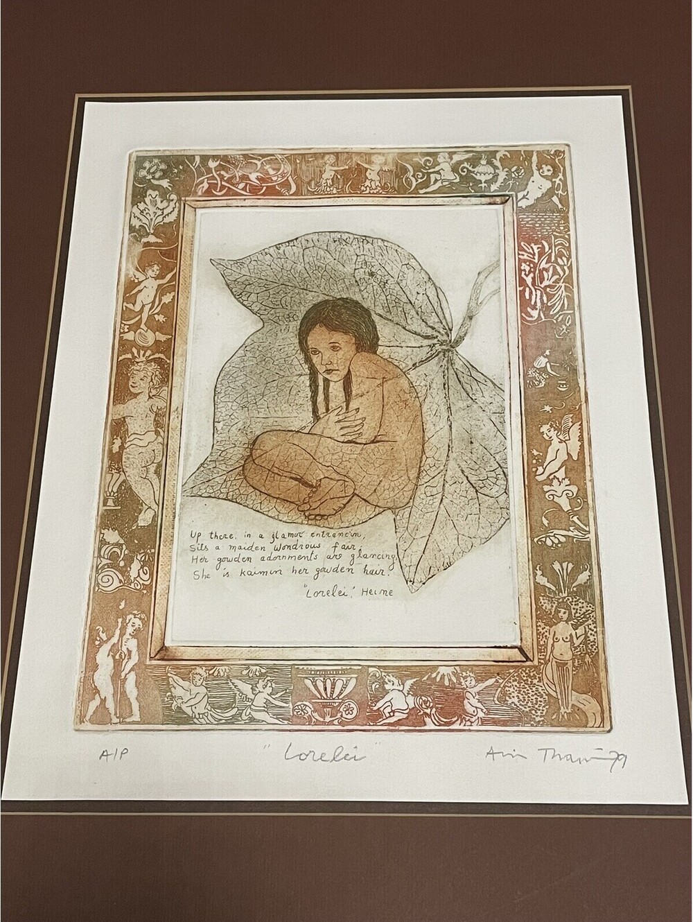 Limited Edition Artist Proof Etching Avi Thaw “Lorelei” Signed Framed 1979 COA!!